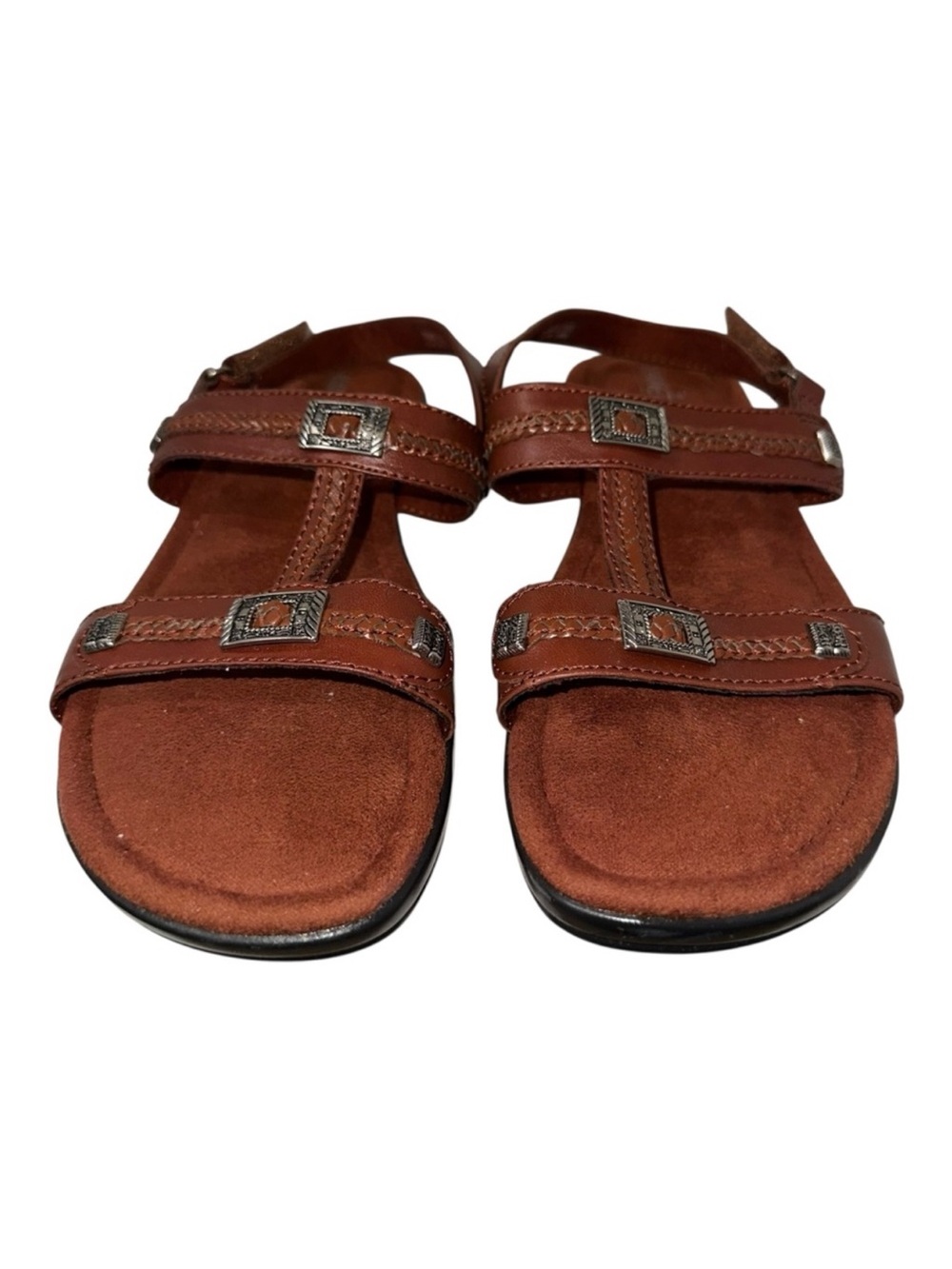 MINNETONKA Prescott‎ Leather Sandals Size 7 Dark Brown Casual Comfort Sandal